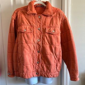 Orange Mineral Washed Quilted Jacket - size Medium